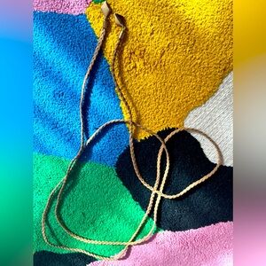 Braided tan and gold Necklace, belt, tie